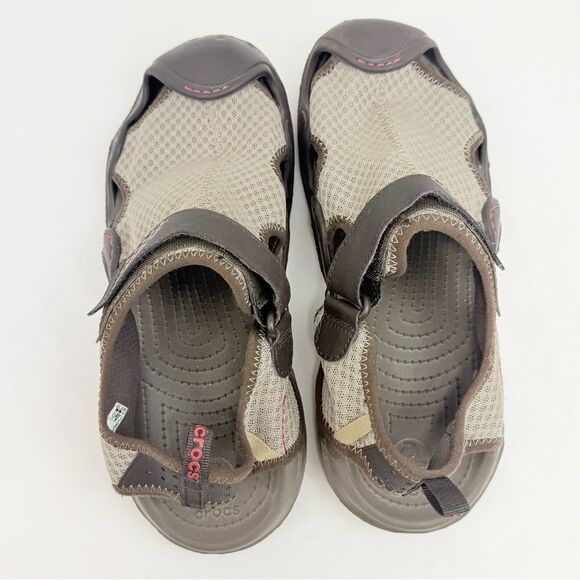 Crocs Swiftwater Tan Mesh Brown Rubber Closed Toe Deck Water Sandal Shoes main image 6